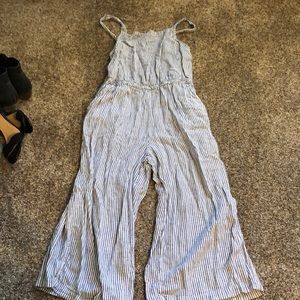 Grey and white stripe jumpsuit